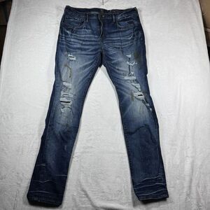 PRPS Super Skinny Fit Distressed‎ Stretch Jeans Blue Size 38 38x33 Japan Luxury